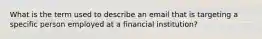 What is the term used to describe an email that is targeting a specific person employed at a financial institution?