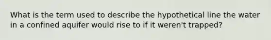 What is the term used to describe the hypothetical line the water in a confined aquifer would rise to if it weren't trapped?