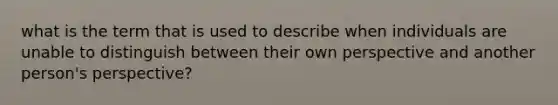 what is the term that is used to describe when individuals are unable to distinguish between their own perspective and another person's perspective?