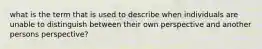 what is the term that is used to describe when individuals are unable to distinguish between their own perspective and another persons perspective?