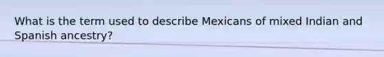 What is the term used to describe Mexicans of mixed Indian and Spanish ancestry?