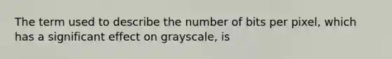 The term used to describe the number of bits per pixel, which has a significant effect on grayscale, is