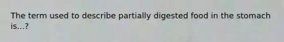 The term used to describe partially digested food in the stomach is...?