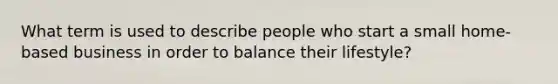 What term is used to describe people who start a small home-based business in order to balance their lifestyle?