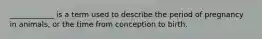 ____________ is a term used to describe the period of pregnancy in animals, or the time from conception to birth.