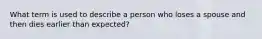 What term is used to describe a person who loses a spouse and then dies earlier than expected?