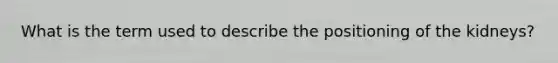 What is the term used to describe the positioning of the kidneys?