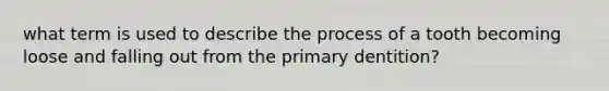 what term is used to describe the process of a tooth becoming loose and falling out from the primary dentition?