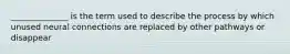 ______________ is the term used to describe the process by which unused neural connections are replaced by other pathways or disappear