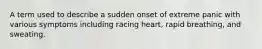 A term used to describe a sudden onset of extreme panic with various symptoms including racing heart, rapid breathing, and sweating.