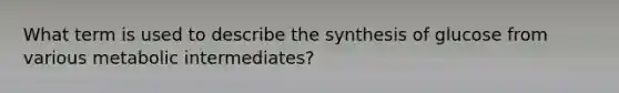 What term is used to describe the synthesis of glucose from various metabolic intermediates?