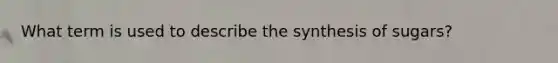 What term is used to describe the synthesis of sugars?