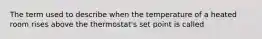 The term used to describe when the temperature of a heated room rises above the thermostat's set point is called