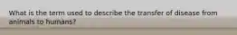 What is the term used to describe the transfer of disease from animals to humans?