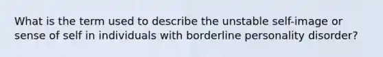 What is the term used to describe the unstable self-image or sense of self in individuals with borderline personality disorder?