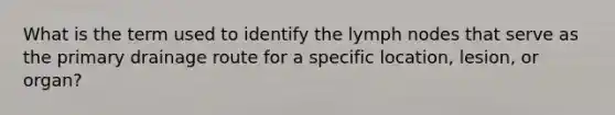 What is the term used to identify the lymph nodes that serve as the primary drainage route for a specific location, lesion, or organ?