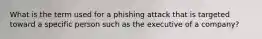 What is the term used for a phishing attack that is targeted toward a specific person such as the executive of a company?