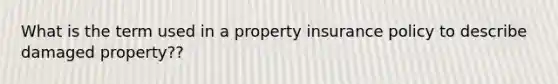 What is the term used in a property insurance policy to describe damaged property??