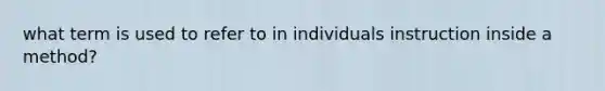 what term is used to refer to in individuals instruction inside a method?