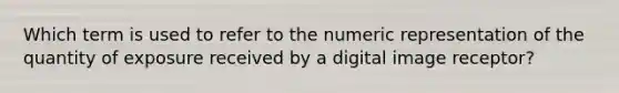 Which term is used to refer to the numeric representation of the quantity of exposure received by a digital image receptor?