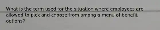 What is the term used for the situation where employees are allowed to pick and choose from among a menu of benefit options?