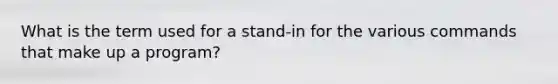 What is the term used for a stand-in for the various commands that make up a program?