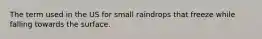 The term used in the US for small raindrops that freeze while falling towards the surface.