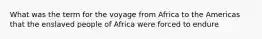 What was the term for the voyage from Africa to the Americas that the enslaved people of Africa were forced to endure