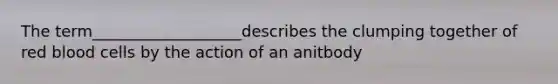 The term___________________describes the clumping together of red blood cells by the action of an anitbody