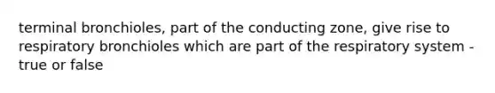 terminal bronchioles, part of the conducting zone, give rise to respiratory bronchioles which are part of the respiratory system - true or false