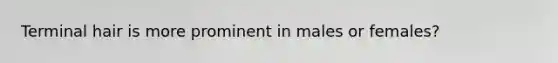 Terminal hair is more prominent in males or females?