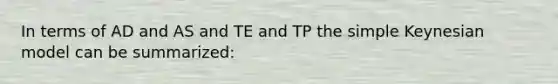 In terms of AD and AS and TE and TP the simple Keynesian model can be summarized: