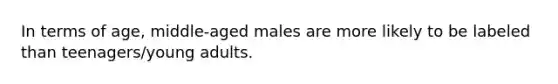 In terms of age, middle-aged males are more likely to be labeled than teenagers/young adults.