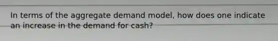 In terms of the aggregate demand model, how does one indicate an increase in the demand for cash?