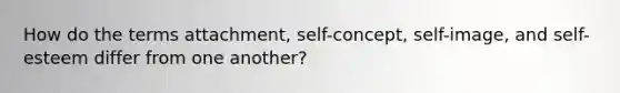 How do the terms attachment, self-concept, self-image, and self-esteem differ from one another?