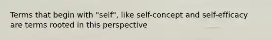 Terms that begin with "self", like self-concept and self-efficacy are terms rooted in this perspective