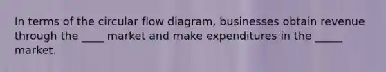 In terms of the circular flow diagram, businesses obtain revenue through the ____ market and make expenditures in the _____ market.