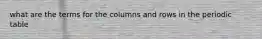 what are the terms for the columns and rows in the periodic table