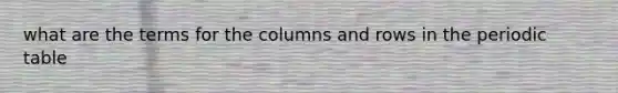 what are the terms for the columns and rows in the periodic table