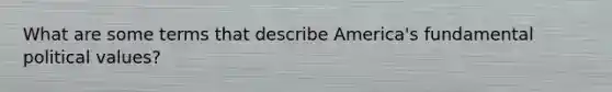 What are some terms that describe America's fundamental political values?