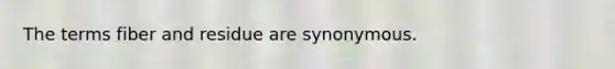 The terms fiber and residue are synonymous.