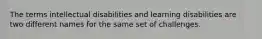 The terms intellectual disabilities and learning disabilities are two different names for the same set of challenges.