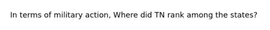 In terms of military action, Where did TN rank among the states?