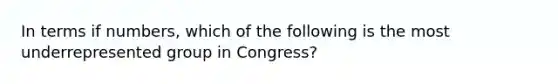 In terms if numbers, which of the following is the most underrepresented group in Congress?