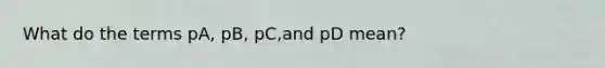 What do the terms pA, pB, pC,and pD mean?