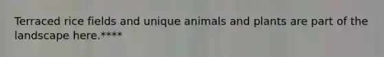 Terraced rice fields and unique animals and plants are part of the landscape here.****