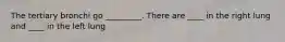 The tertiary bronchi go _________. There are ____ in the right lung and ____ in the left lung