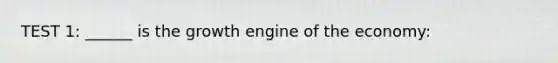 TEST 1: ______ is the growth engine of the economy: