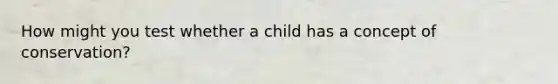 How might you test whether a child has a concept of conservation?