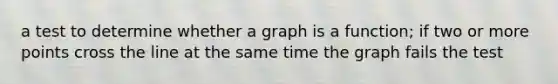 a test to determine whether a graph is a function; if two or more points cross the line at the same time the graph fails the test